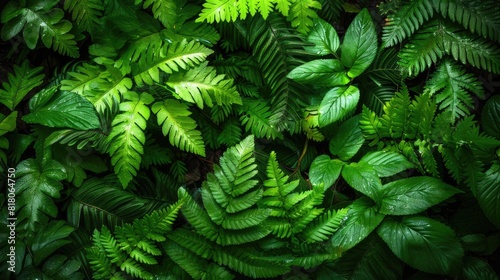 Dark Leaves. Forest Green Fern and Wild Plant Background for Nature Lovers