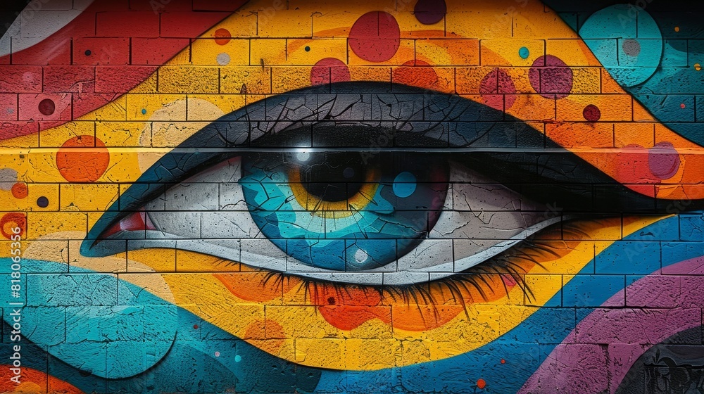 Fototapeta premium urban street art, bold and detailed graffiti art accented with vibrant colors, embellishing city streets with fashionable and intricate designs