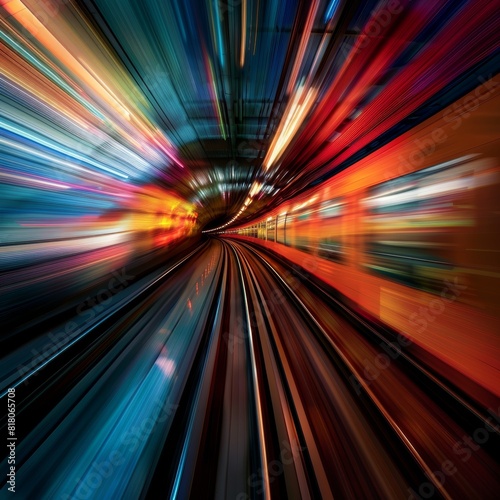 High-Speed Transportation Concept with Vibrant Color Trails and Blurred Motion