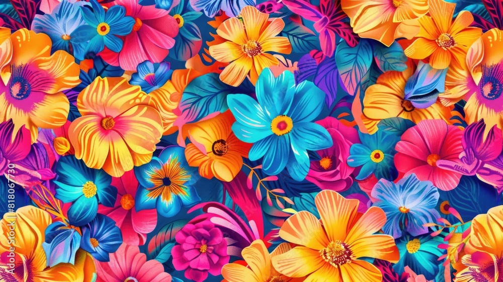 Vibrant Summer Bliss Colorful Seamless Pattern Background
