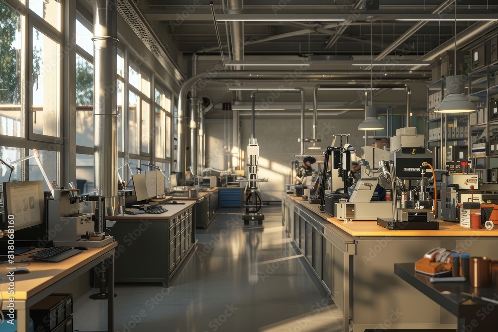 Advanced Engineering Lab at University: Students Designing Mechanical Components Advanced Engineering Lab at University: Students Designing Mechanical Components
