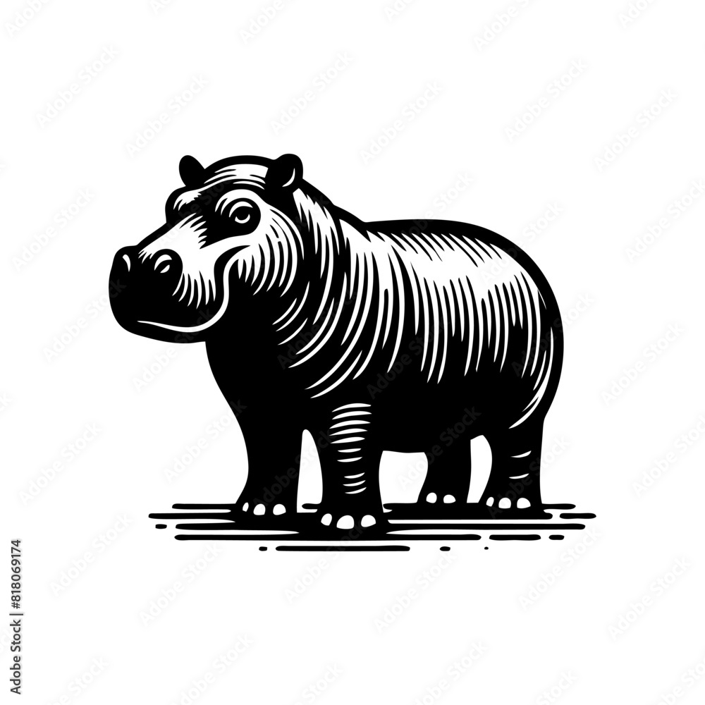 Fototapeta premium Hippo logo design. hippopotamus logo sign isolated vector illustration