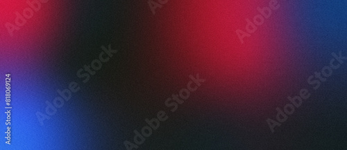 Abstract vibrant dark background with grainy texture and colorful blurry spots. Minimalist background design for poster, cover, wallpaper, banner in a modern trendy style.