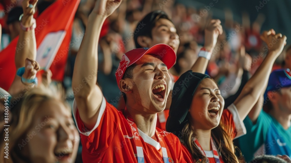 Group of People Cheering in Stadium Group of People Cheering in Stadium
