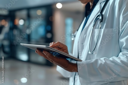 Healthcare Professional Monitoring Patient Health Stats Using AI Technology