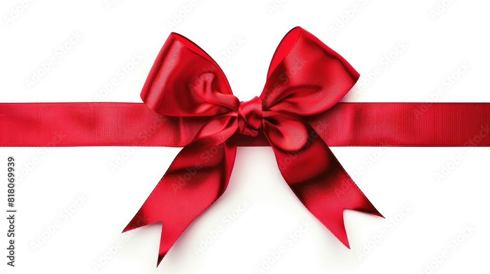 Christmas Ribbon And Bow. Red Ribbon Bow for Holiday Gift Decoration Christmas Ribbon And Bow. Red Ribbon Bow for Holiday Gift Decoration