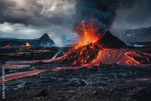 Erupting Volcano in Reykjanes Peninsula, Iceland: Fagradalsfjall's Geldingadalir Eruption photo