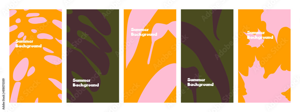 Naklejka premium Abstract tropical leaves summer background collection. Vector illustration