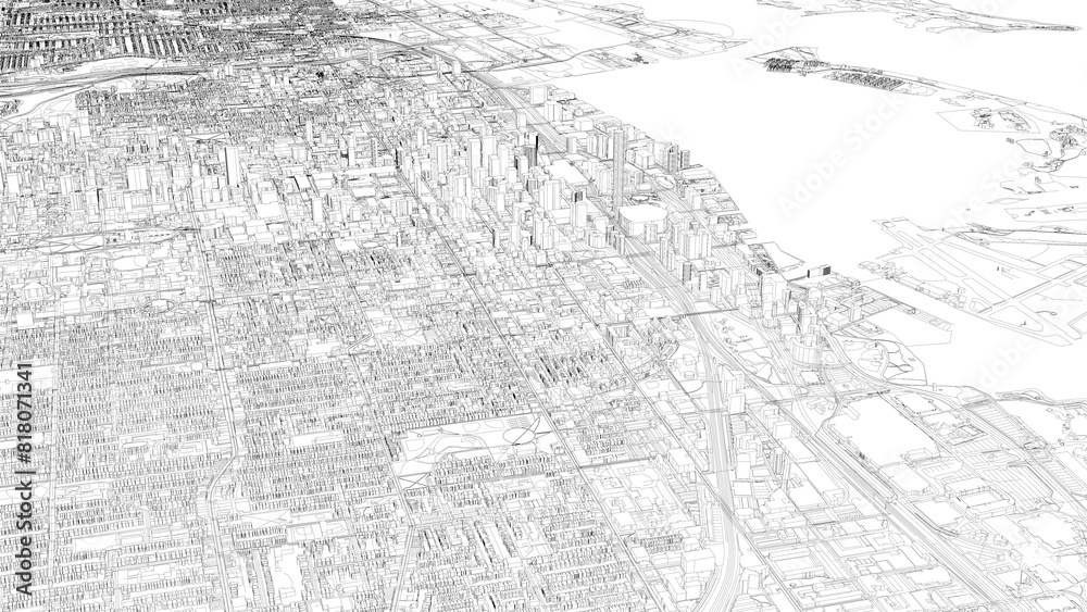 3D illustration of city and urban in Toronto Canada