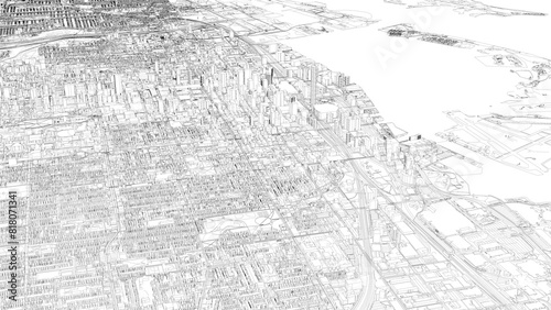 3D illustration of city and urban in Toronto Canada