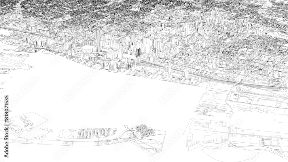 Obraz premium 3D illustration of city and urban in Toronto Canada