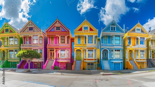 iconic painted ladies victorian houses of san francisco colorful architecture panorama