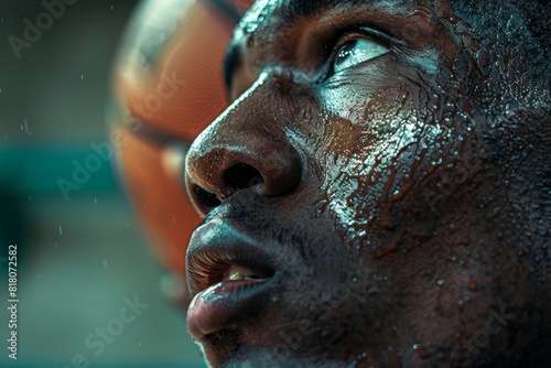 Intense Concentration of a Basketball Player During a Crucial Free Throw