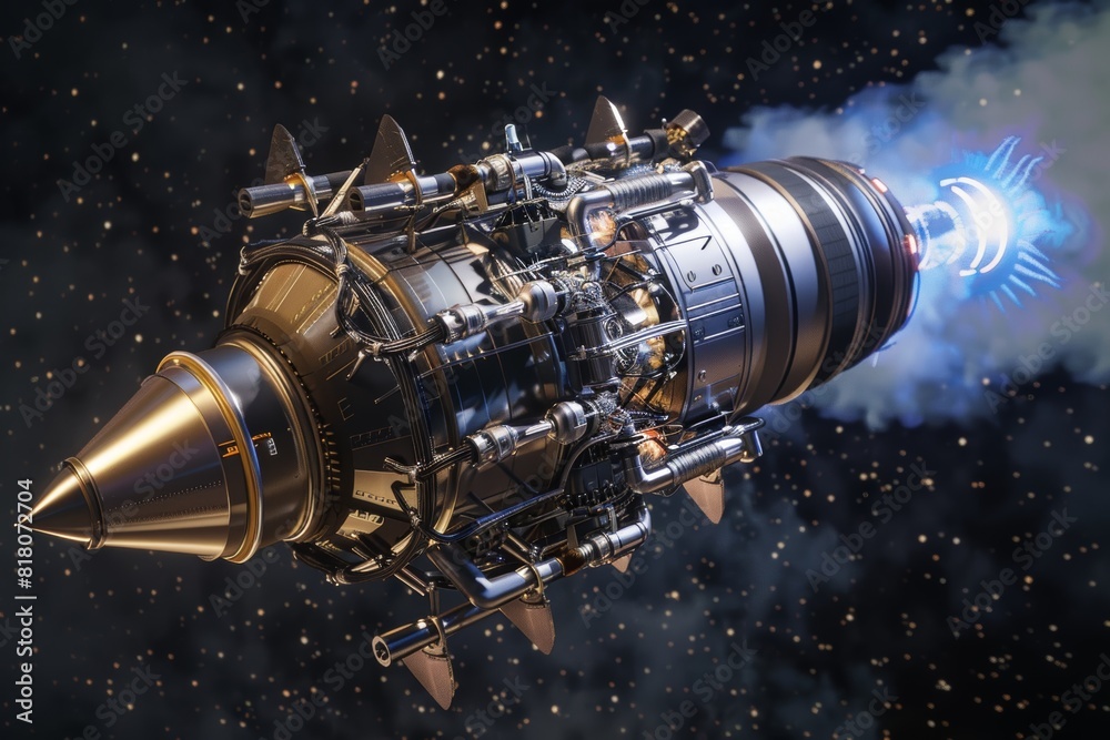 Detailed 3D Render of an Ion Propulsion Spacecraft Operating in Space Detailed 3D Render of an Ion Propulsion Spacecraft Operating in Space