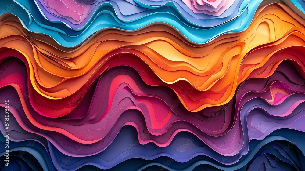 paper cut-out effect in vibrant colors, creating depth and texture paper cut-out effect in vibrant colors, creating depth and texture