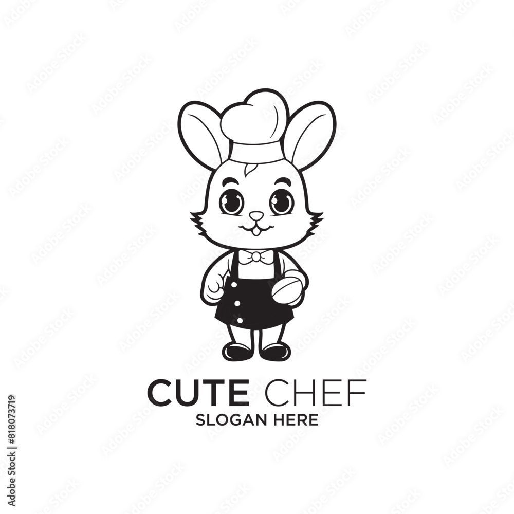 Rabbit chef logo vector illustration Rabbit chef logo vector illustration