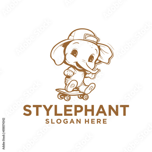 Cute elephant logo vector illustration