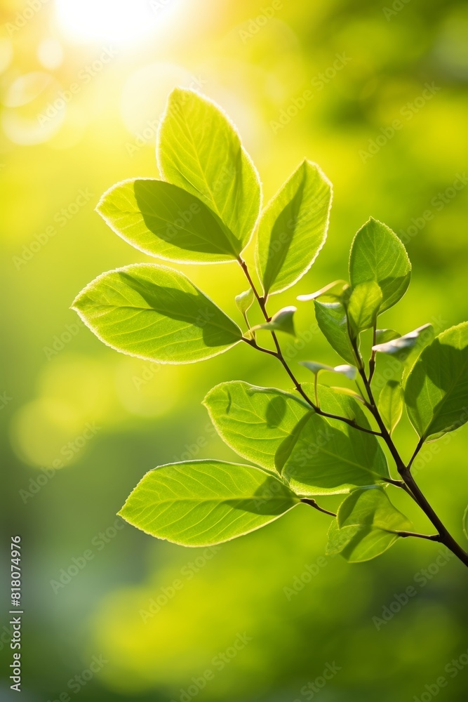 Green leaves of a tree with a blurred background.