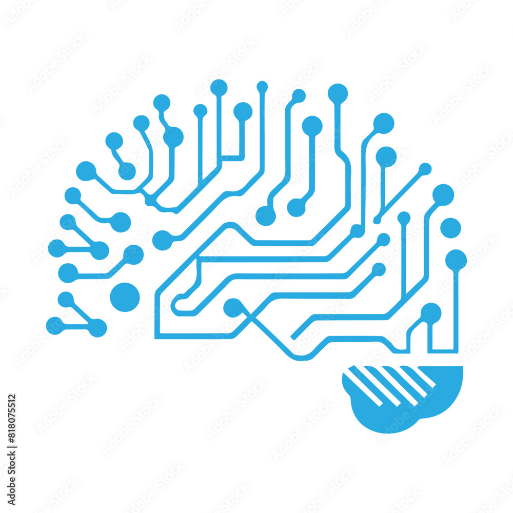 Human brain and artificial intelligence flat design Human brain and artificial intelligence flat design
