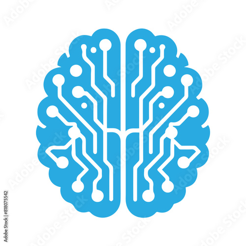 Human brain and artificial intelligence flat design