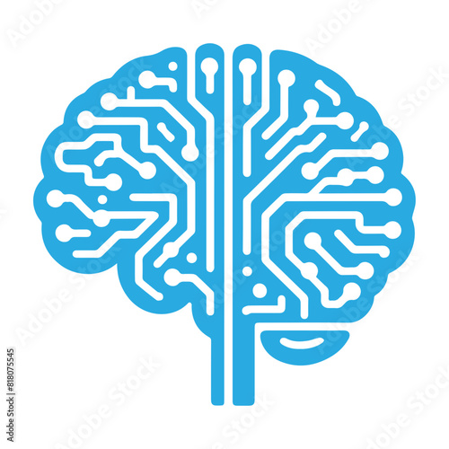 Human brain and artificial intelligence flat design