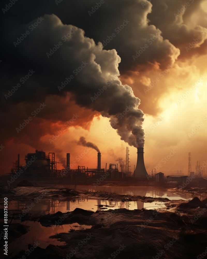 The factory is polluting the environment with its emissions.