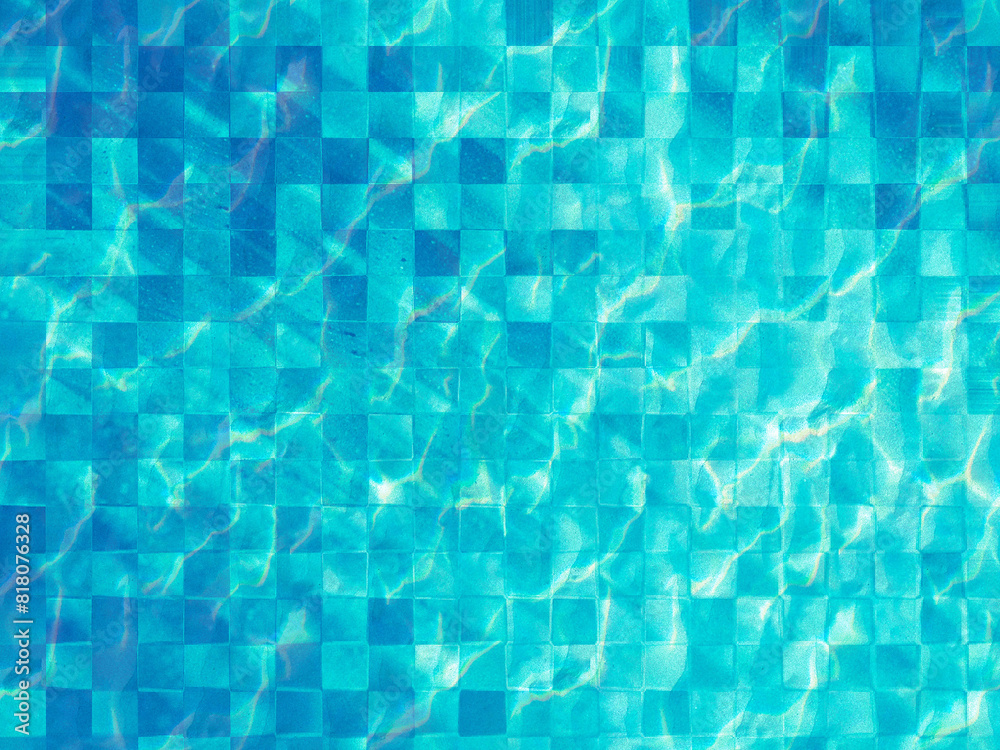 Illustration of Serene Blue Pool Background with Crystal-Clear Water and Mosaic Tiles