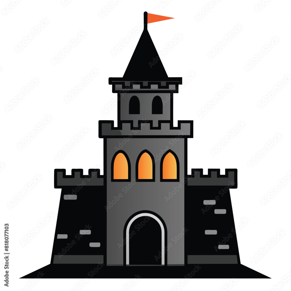 Castle black tower vector icon design on white background
