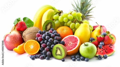 A variety of fruits are arranged in a visually appealing way.