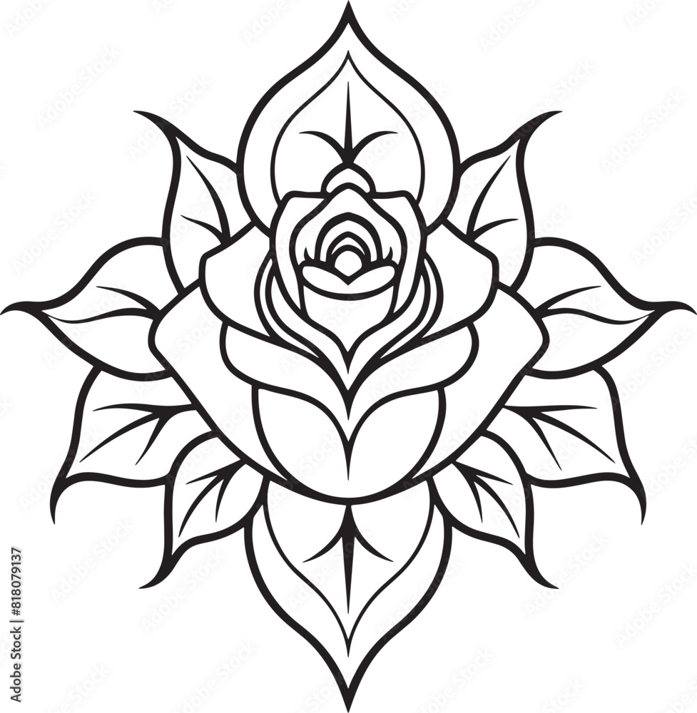 black and white rose tattoo illustration isolated on white backgraound black and white rose tattoo illustration isolated on white backgraound