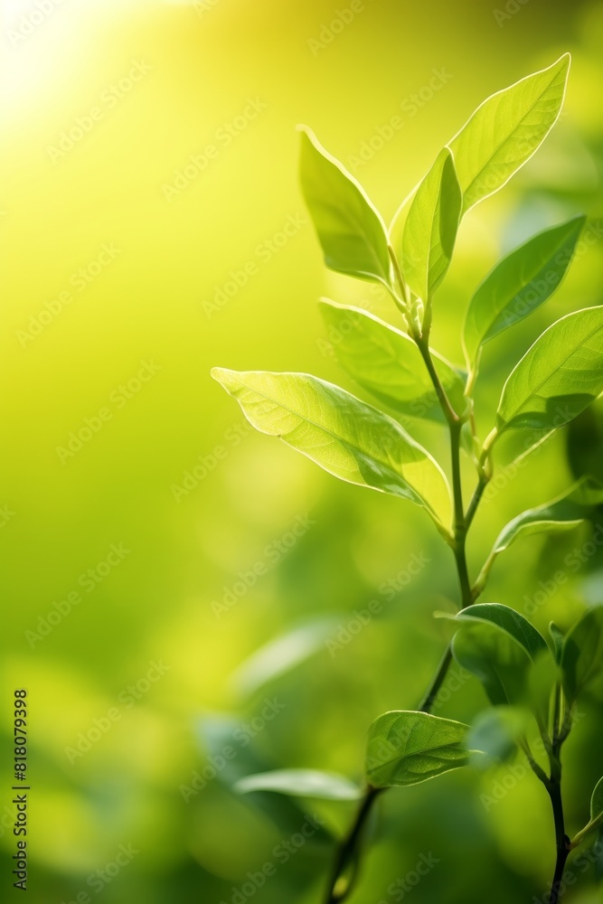 The photo shows green leaves of the plant closeup with blurred background. The photo shows green leaves of the plant closeup with blurred background.