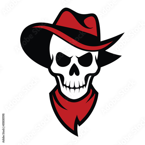 Cowboy skull. Bandit with hat and bandanna vector on white background