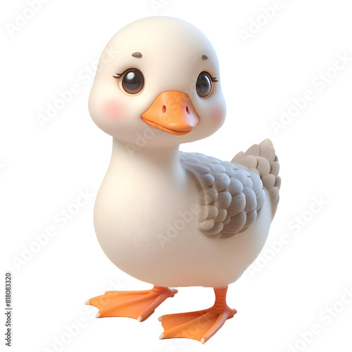 3D CUTE Domestic duck Anas platyrhynchos domesticus Isolated on white background