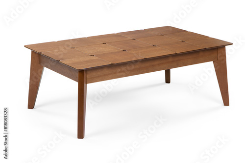 coffee table isolated white background . wooden