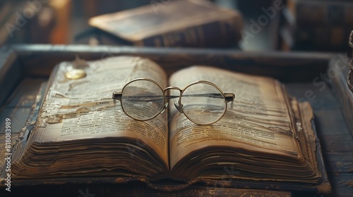 Book and glasses.. Generative AI