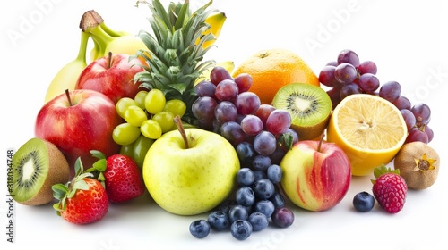A variety of fruits are arranged in a visually appealing way.
