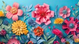 Colorful paper flowers. Generative AI