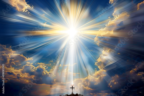 Radiant Light Shining from a Cross in the Sky, Symbolizing Faith and Hope