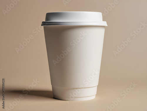 coffee cup mockup plastic, with brown background