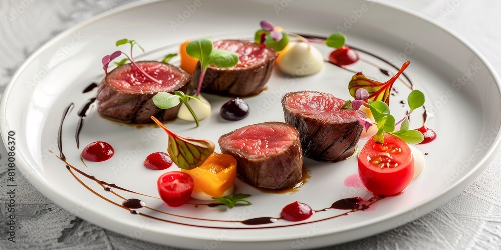 beautiful arranged plate in a fancy restaurant beautiful arranged plate in a fancy restaurant