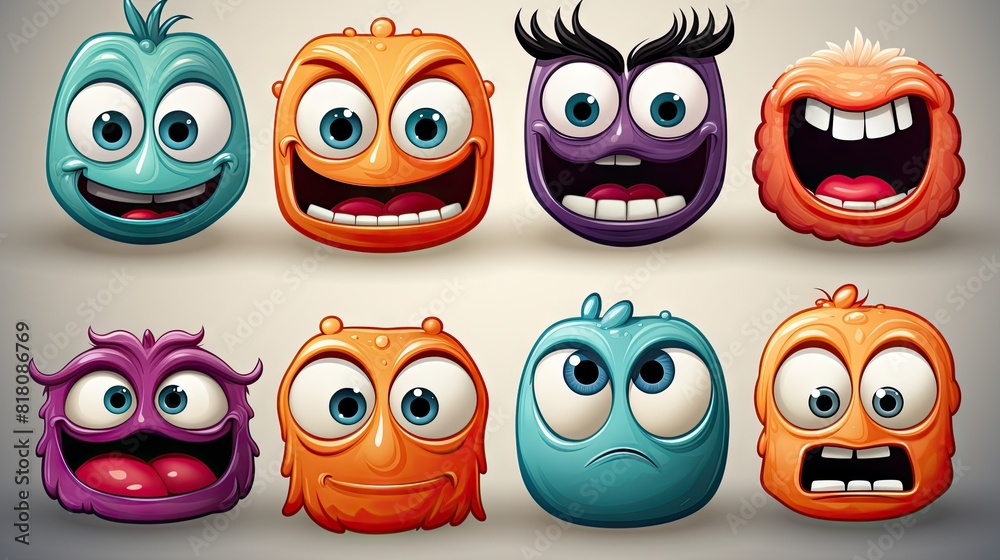 Funny Cartoon Faces Vector Clip Art Illustration with Various Expressions Funny Cartoon Faces Vector Clip Art Illustration with Various Expressions