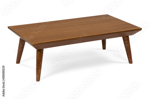 coffee table isolated white background . wooden