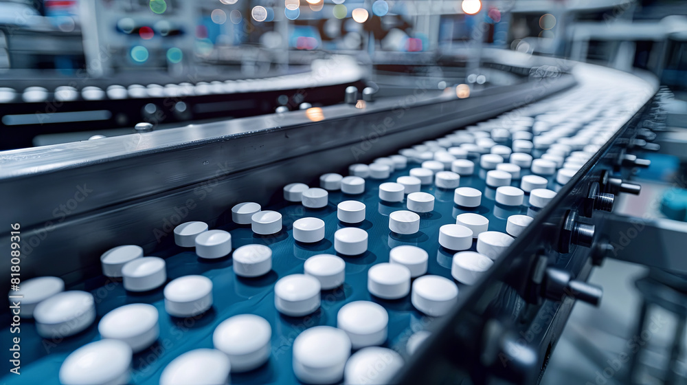 Tablets and manufacturing process. pharmaceutical concept Tablets and manufacturing process. pharmaceutical concept