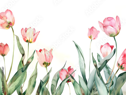 Watercolor tulips on a white background #818089567