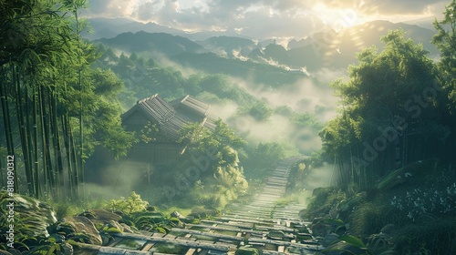 The path of the bamboo UHD wallpaper photo