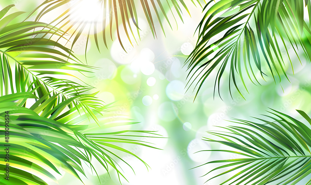 A lush background of palm leaves, perfect for tropical themes, nature-related designs, and relaxation settings. A lush background of palm leaves, perfect for tropical themes, nature-related designs, and relaxation settings.