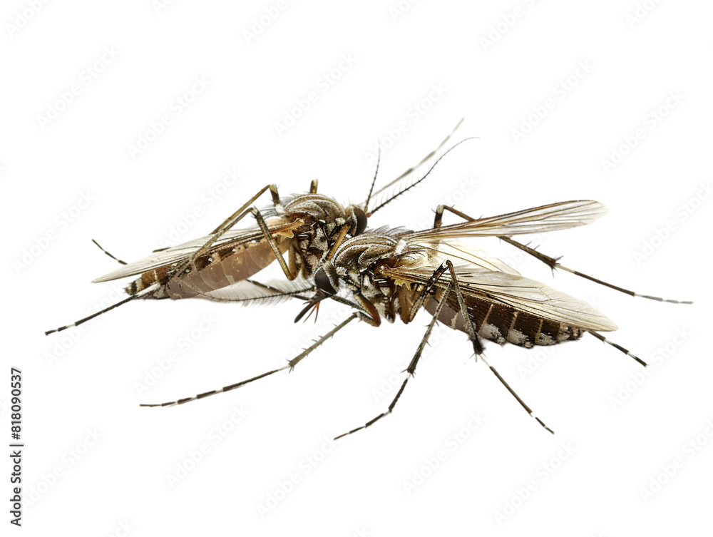 photograph of Mosquito die in the prone position due to exposure to toxins , Danger from beasts Carrying germs to humans, on isolate white background photograph of Mosquito die in the prone position due to exposure to toxins , Danger from beasts Carrying germs to humans, on isolate white background