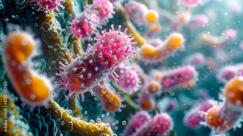 microorganisms under a microscope © Dmitriy