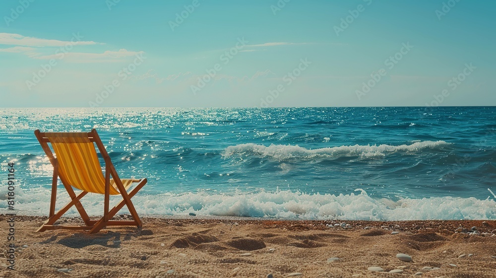 A chair in the front of beach UHD wallpaper