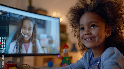 Kids Enjoying Virtual Learning and Telehealth at Home